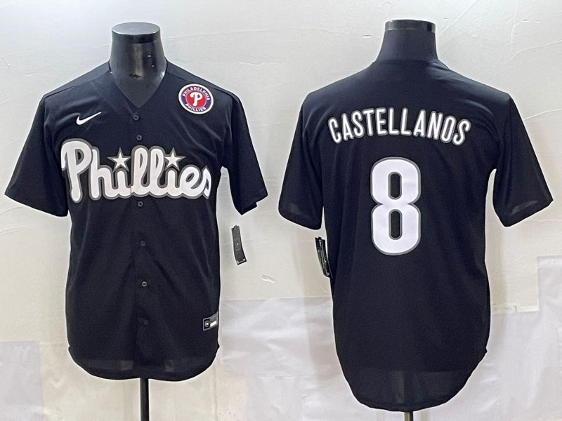 Men 2025 Philadelphia Phillies 8 Castellanos Black Fashion Nike MLB Jersey style 7157